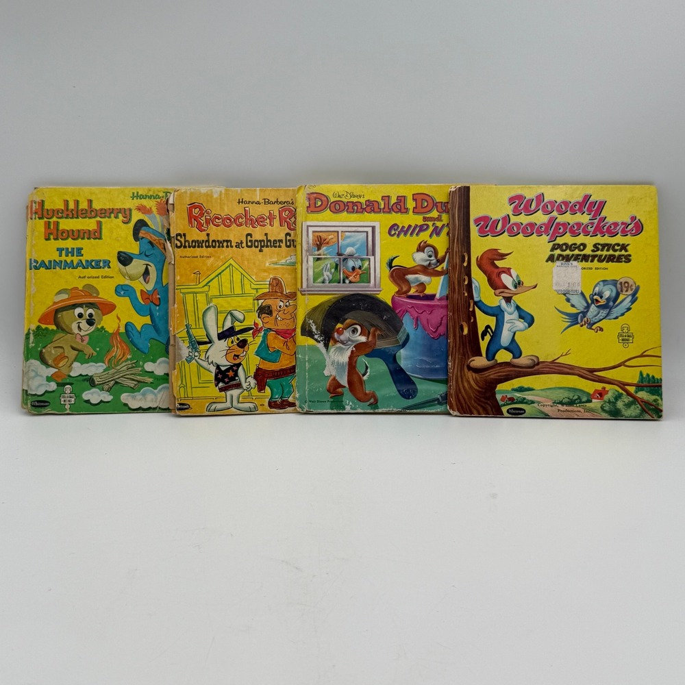 Vtg Whitman Tell-a-Tale Books Lot 4 Donald Duck Woody Woodpecker Hanna-Barbera
